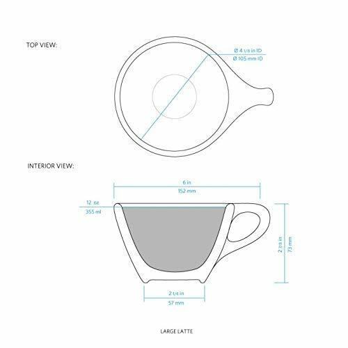 notNeutral LINO 12 oz Porcelain Latte Cups with Saucers | Set of 6