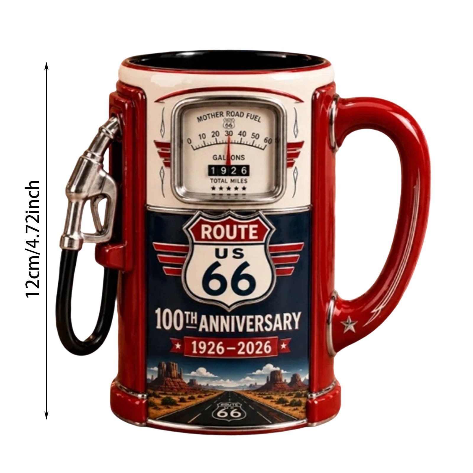 3d Rose Route 66, Gas station | White and Red15oz Two-Tone Red Mug
