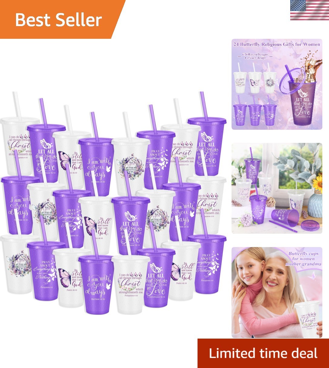 Havawish 24 Pcs Mother’s Day Christian Gifts Bulk for Women Church Group 16 oz B
