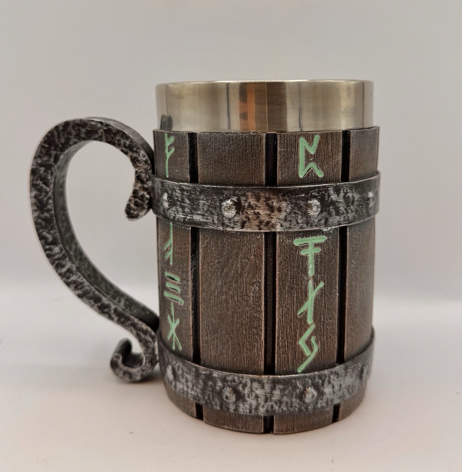 Nordic Viking Rune Mug Beer Tankard Cup for Men Viking Norse Decor Resin/SS