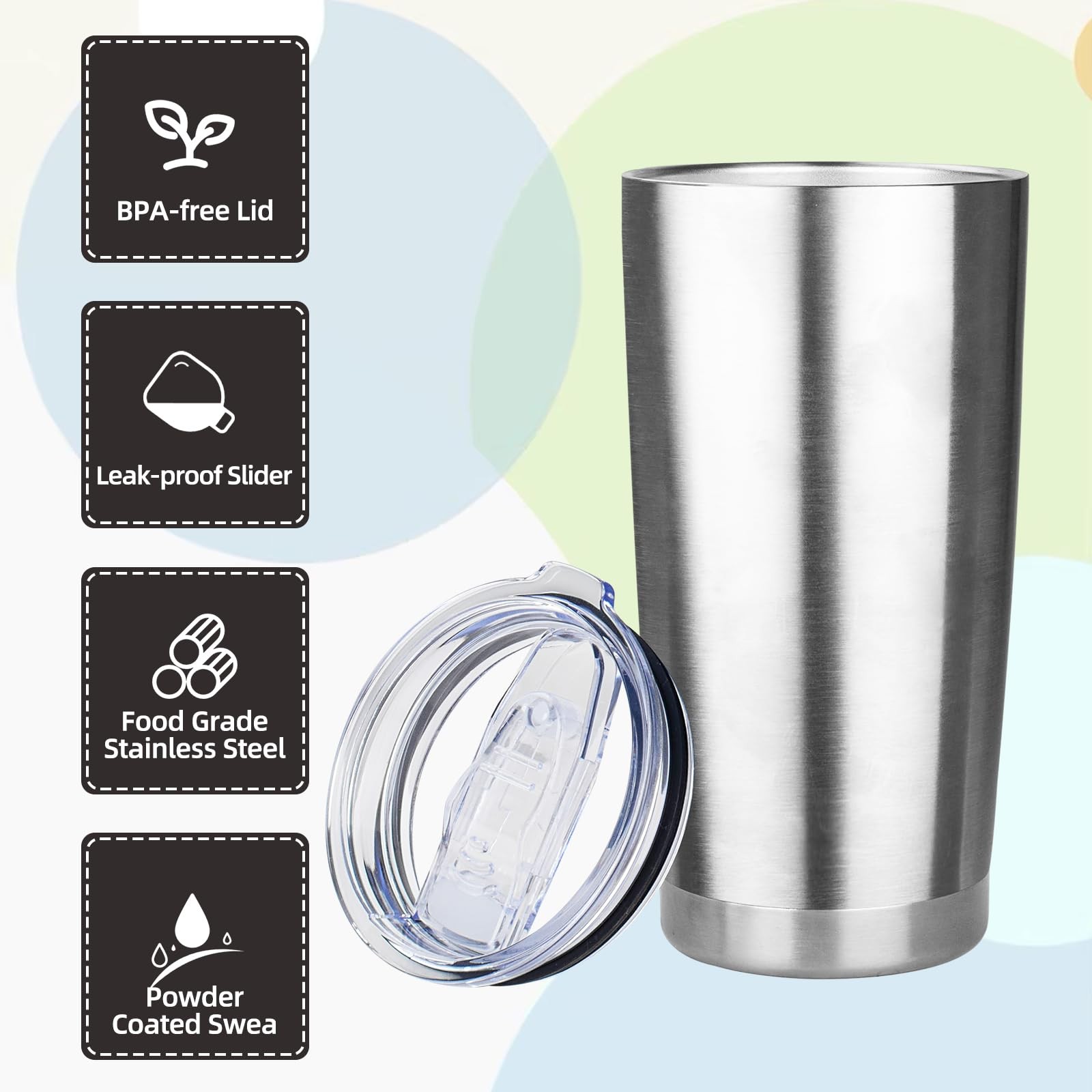20oz Tumbler with Lid Stainless Steel Insulated Tumblers Travel Coffee Tumble…