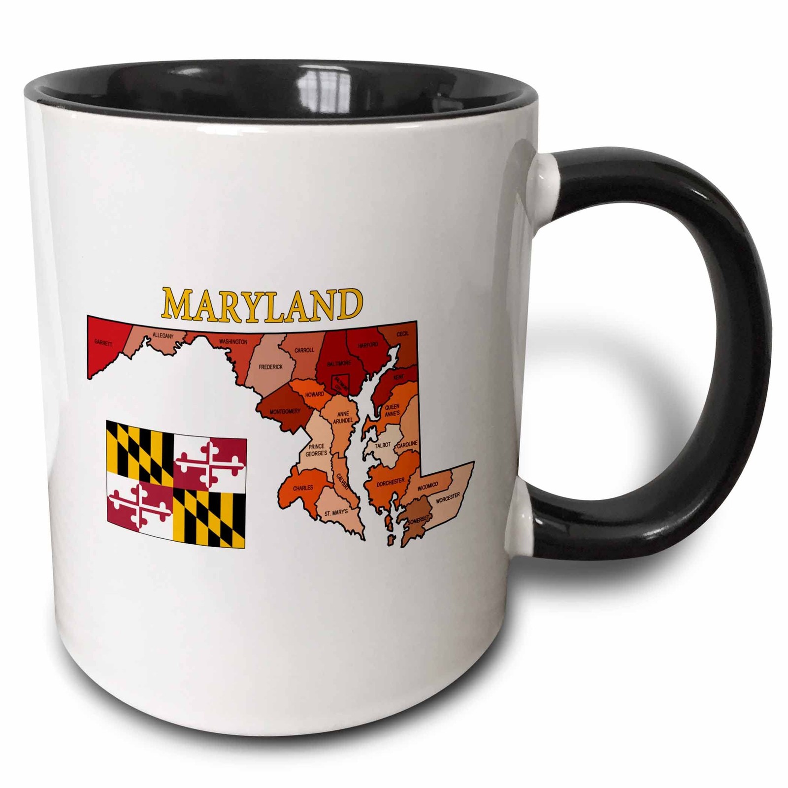 3dRose mug_192453_4 Two Tone Mug, Black, 11 oz