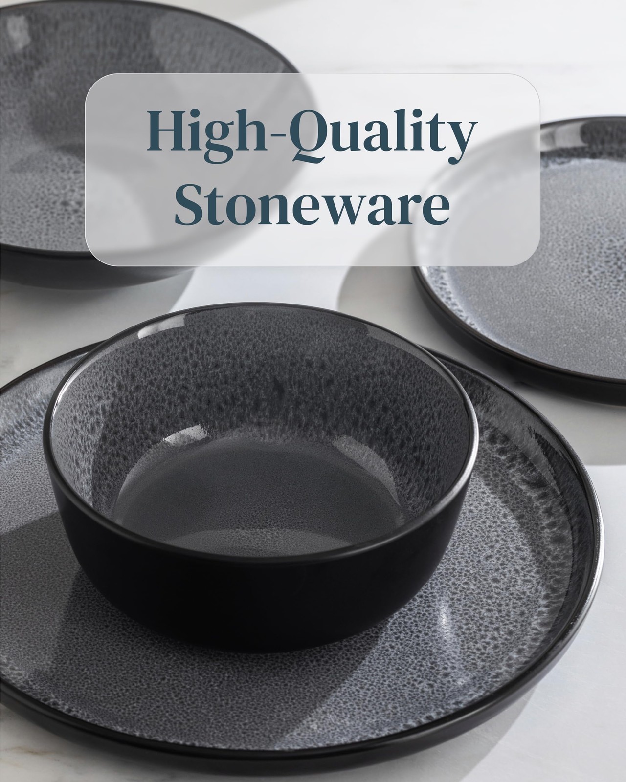 PURE LIVING INTERIOR DESIGN Stoneware coffee mugs set 8 pcs – 14.5 oz dark gr…
