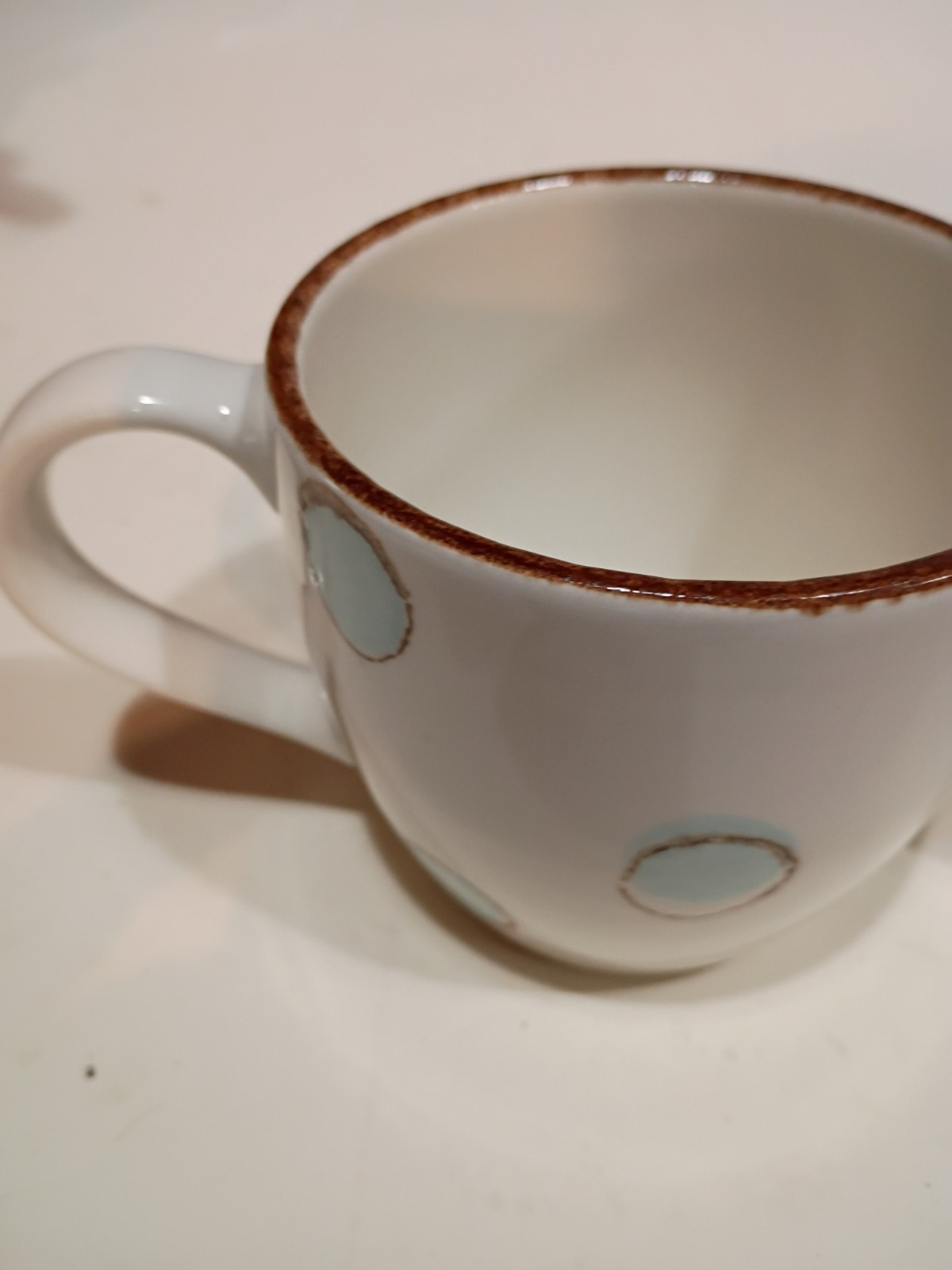 Coffee Mugs Set 2 White With Dots.