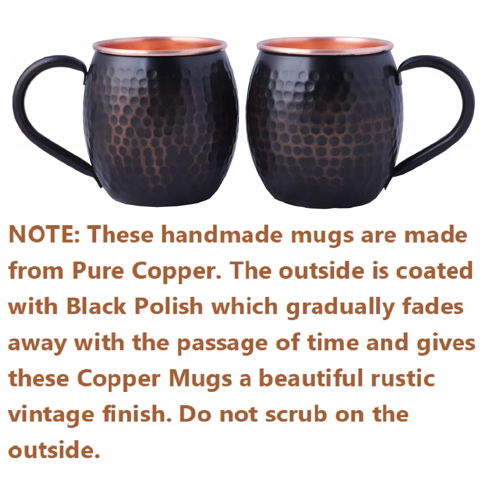 STAGLIFE 16 Oz Black Moscow Mule Mugs Pure Copper 2 Count (Pack of 1),