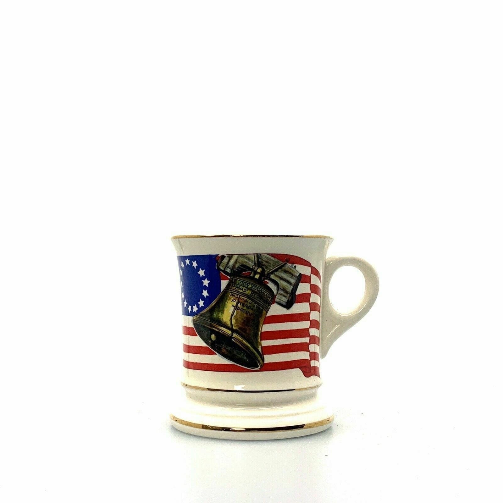 Liberty Bell Coffee Mug Gold Rimmed Porcelain Used Unisex Adults White