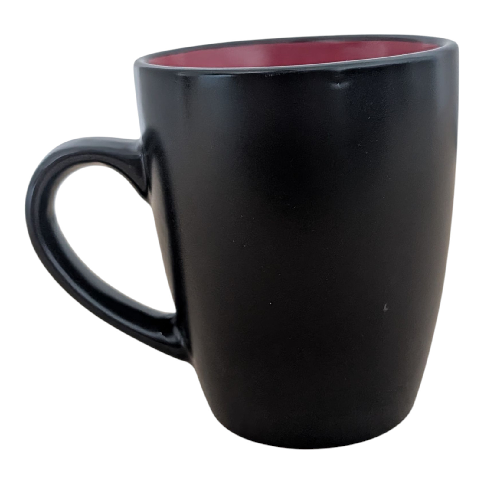 Gibson Home Soho Lounge Matte Black Coffee Mug Round Taper Deep Red Interior Cup