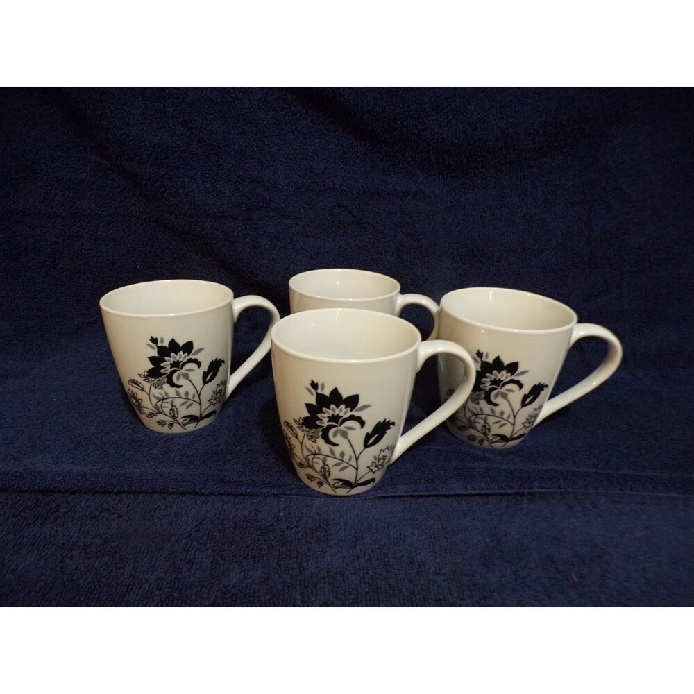 Gallery “Rebecca” White & Black Coffee Mugs Set of 4