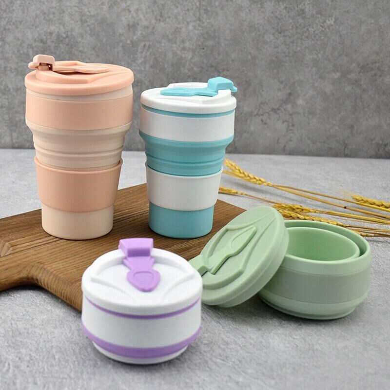 Folding Cup Collapsible Mug with Cover Coffee Travel Outdoors Portable