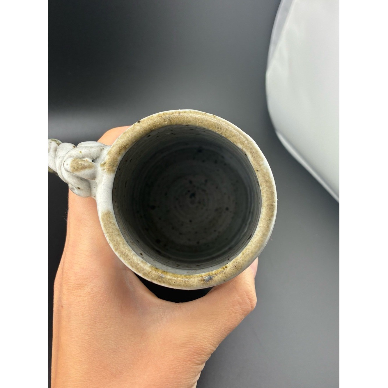 Source Unknown Brown and Cream Twisted-Handle Ceramic Mugs (Pair)