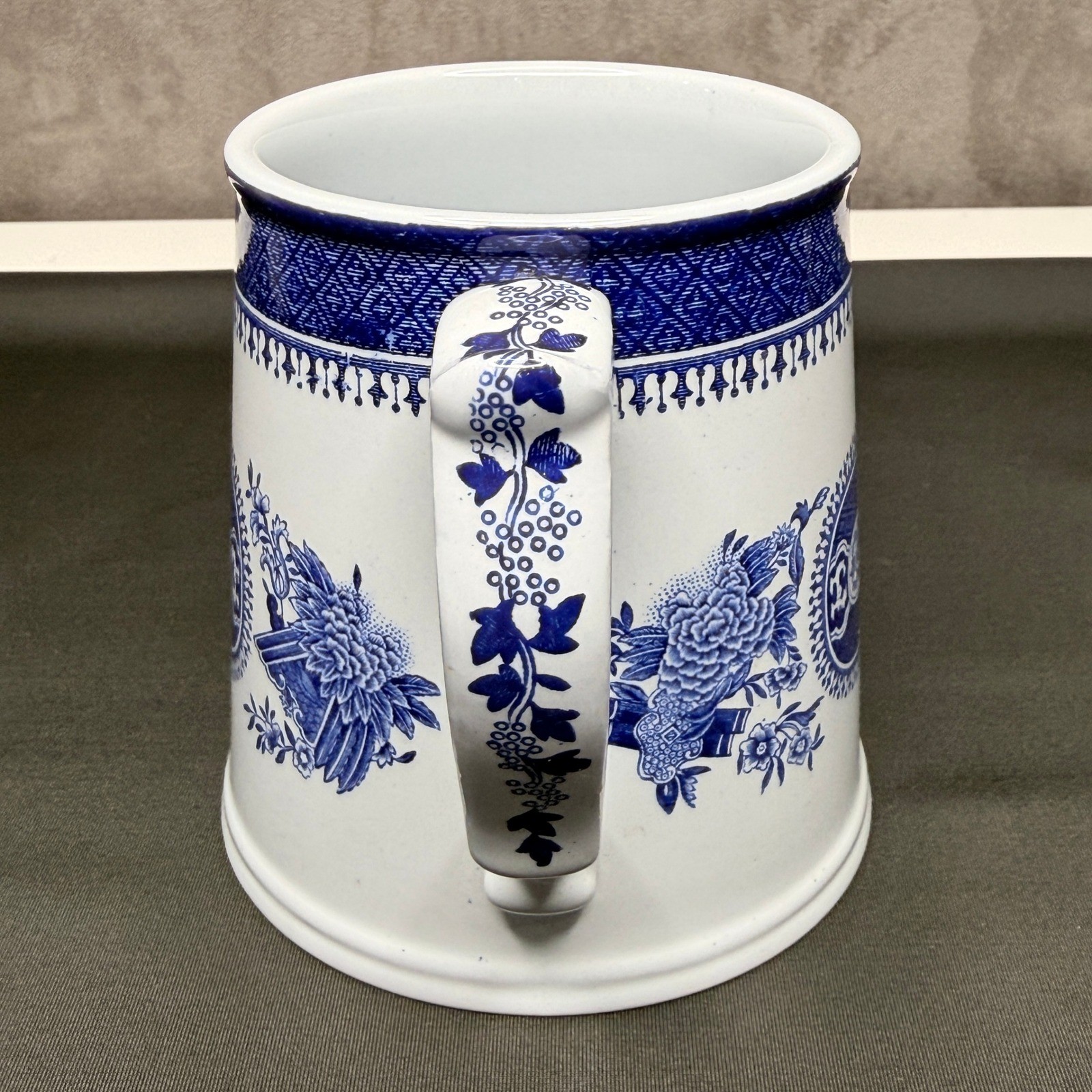 Spode Fitzhugh Blue Tankard Mug Fine Stone England Y2988 Vintage Large