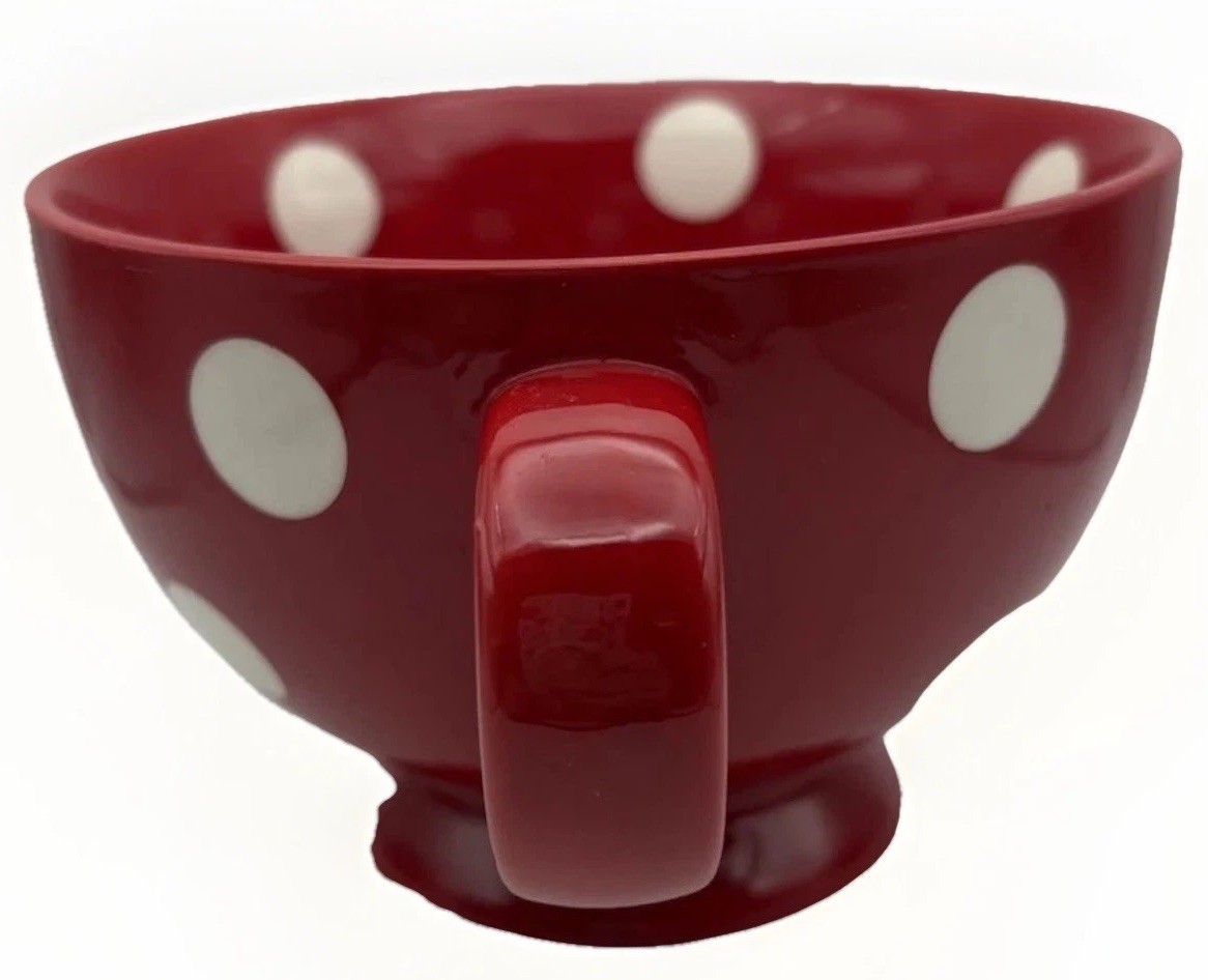 Red White Confetti Mug White Polka Dot Large Pier 1 Imports 16oz Discontinued