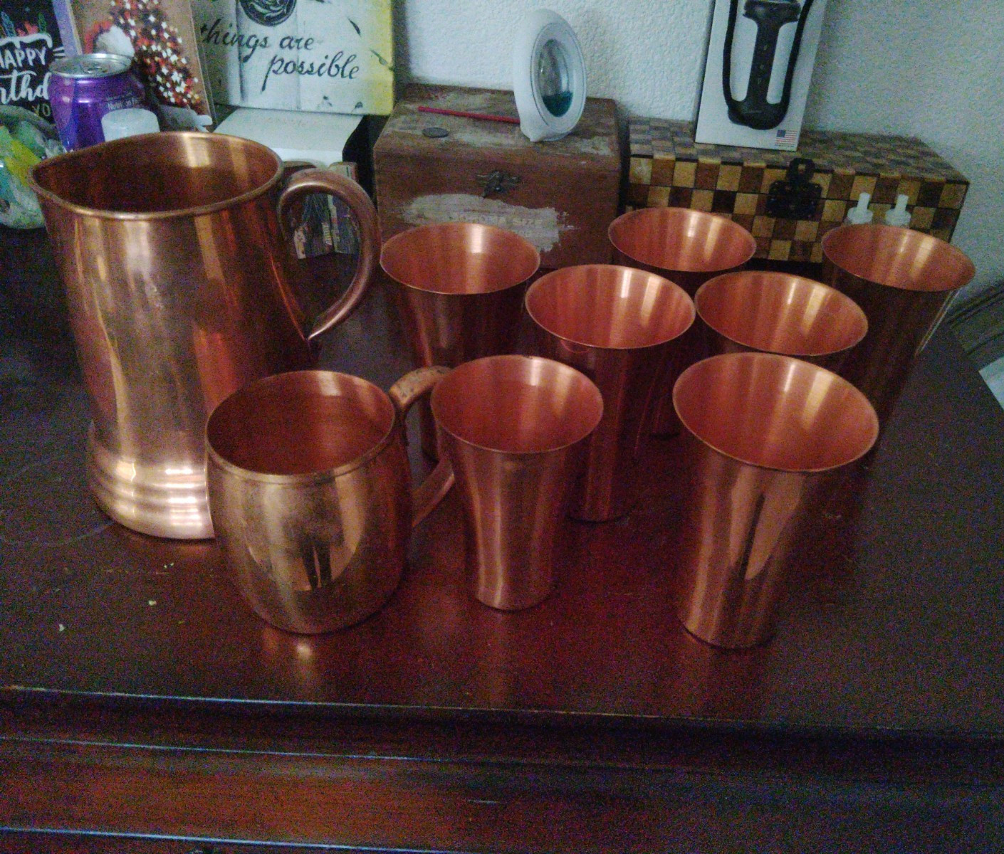 Copper Moscow Mule Mugs Set of 8, 16 fl oz Classic Solid Round Handled