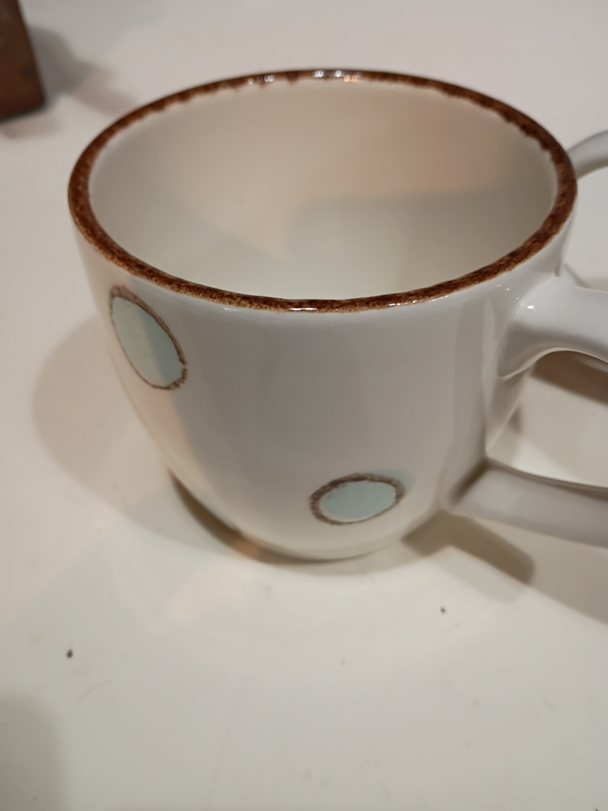 Coffee Mugs Set 2 White With Dots.