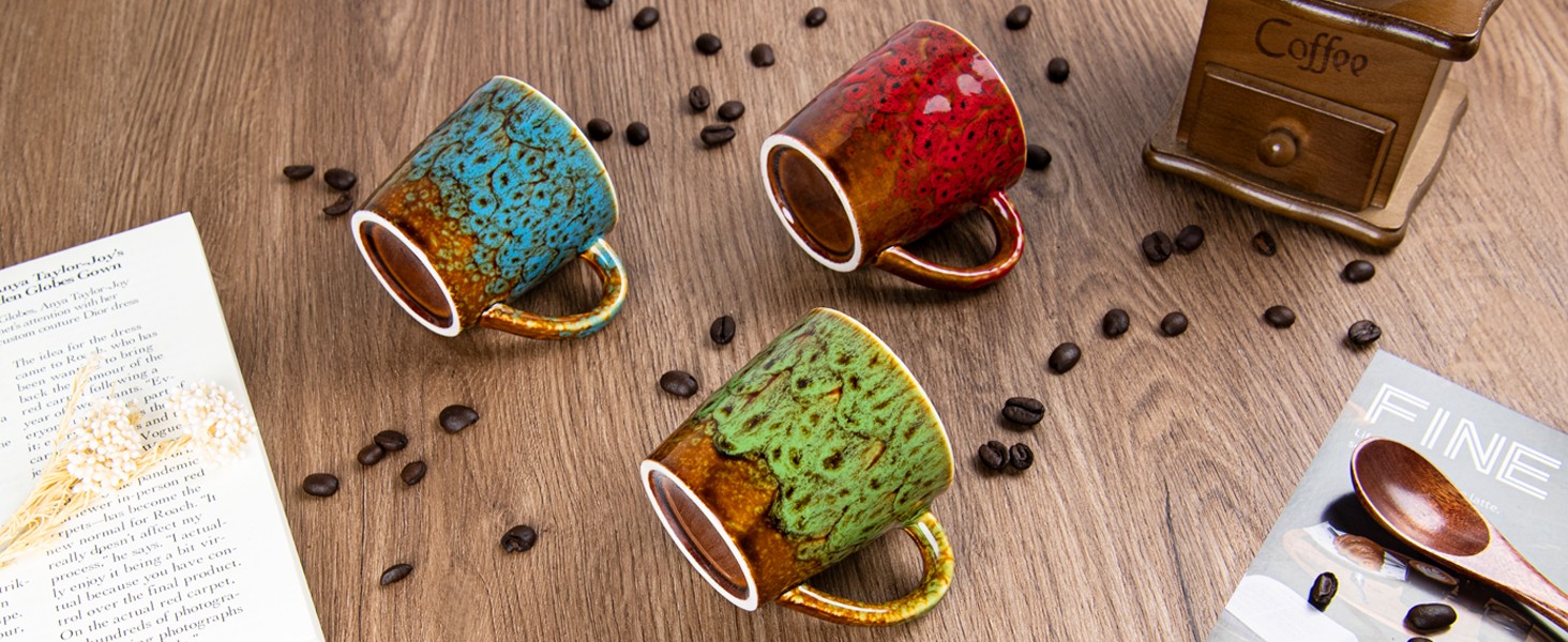 4.2 oz Espresso Cups Set of 2, Ceramic Coffee Mugs Demitasse Cups, Small