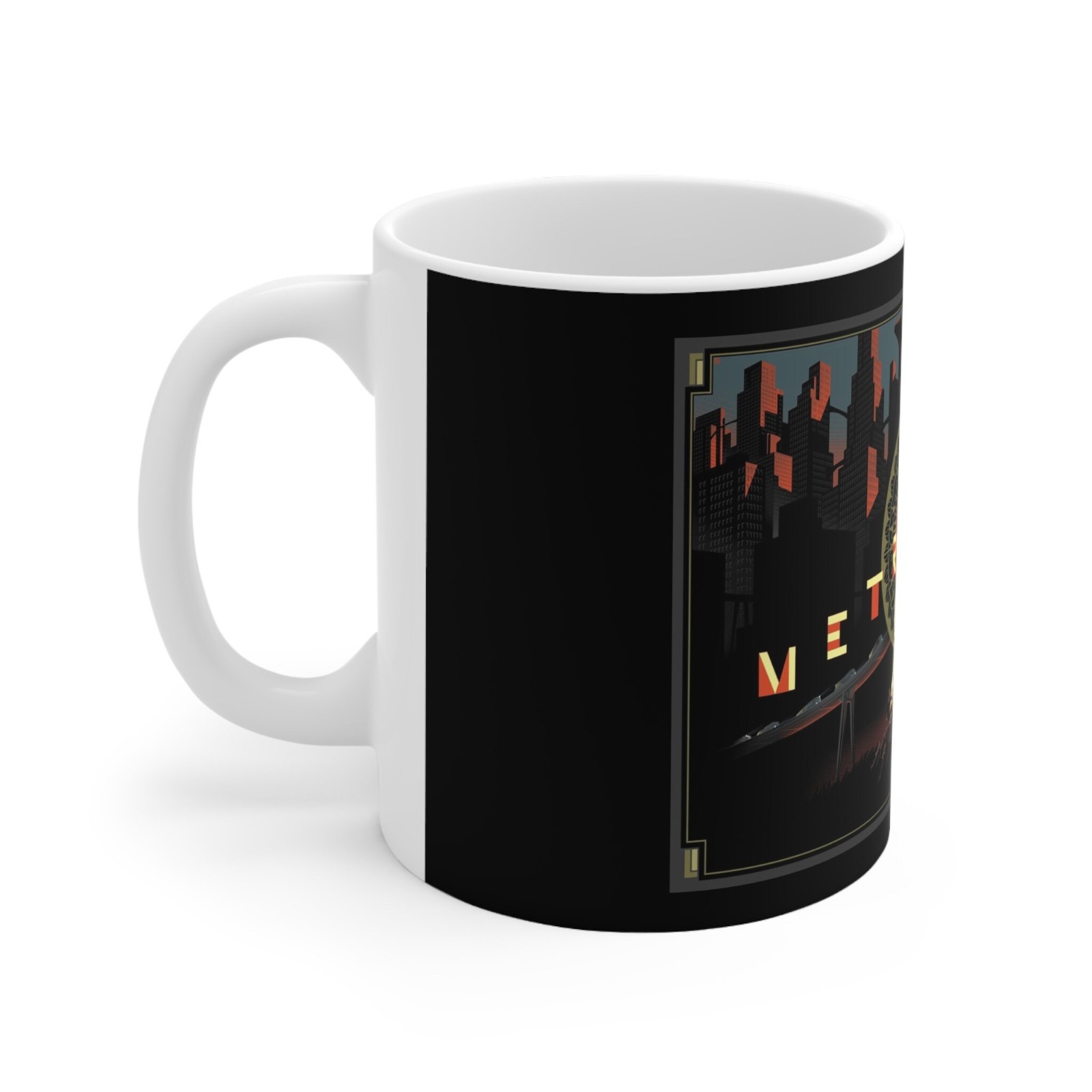 Metropolis Movie Mug, Art Deco Sci-Fi Ceramic Coffee Cup, 11oz