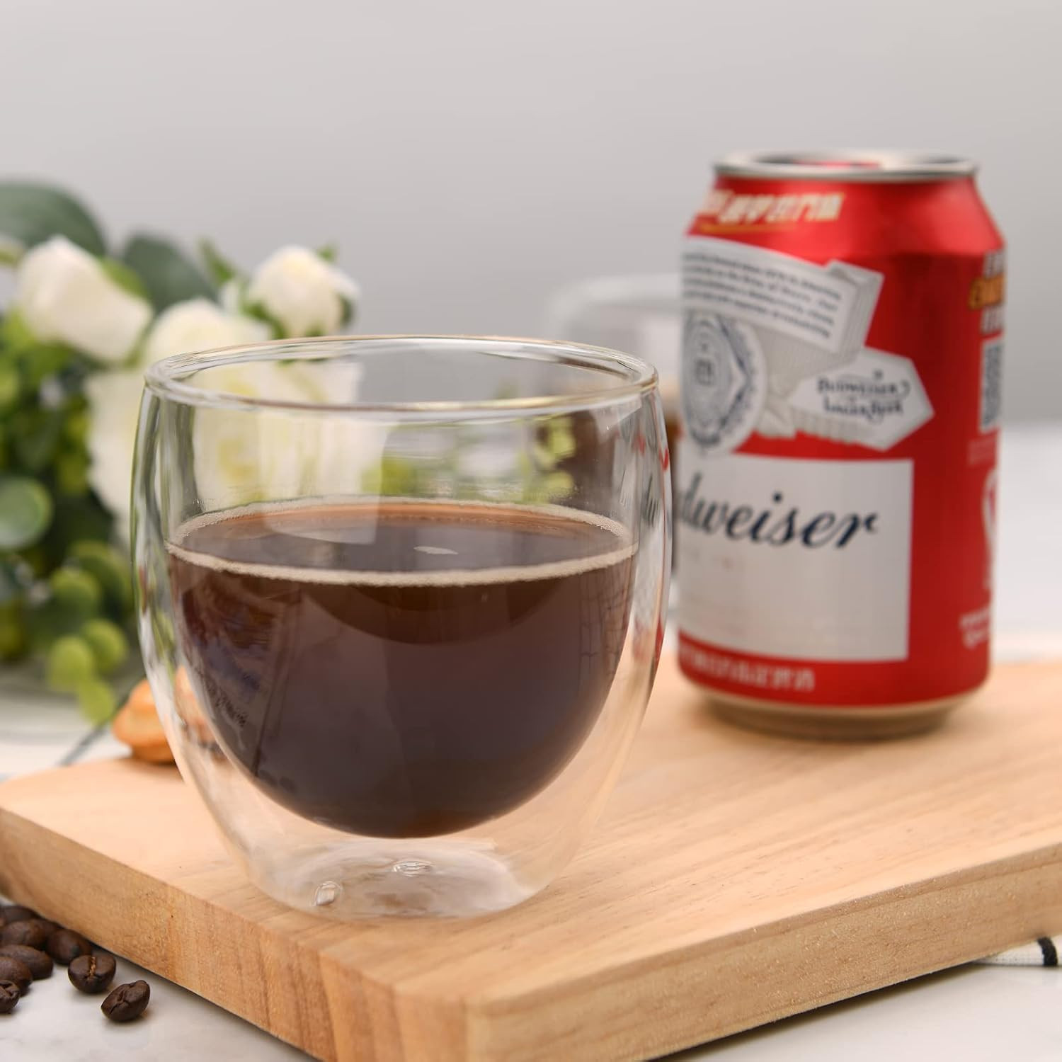 2Pcs 8.5Oz/250Ml Coffee Glasses Clear Insulated Coffee Mug, Glass Coffee Mug Dou
