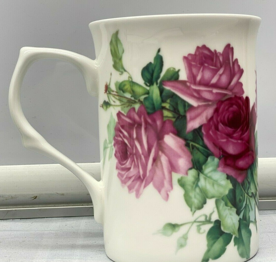Pink Roses Flowers Floral Stechcol Cup Mug New 10 oz 4 ” High
