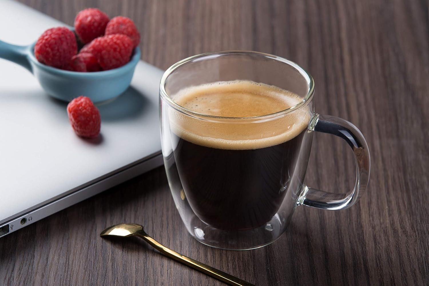 Insulated Espresso Glass Mugs 5.4oz/160ml, Small Clear Coffee Mugs Set of 2,