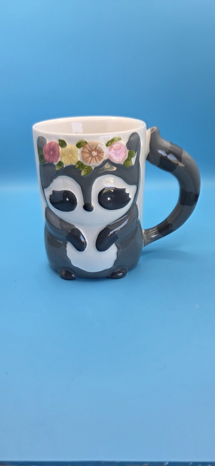 Racoon & Flowers Coffee Mug Ceramic Francesca’s