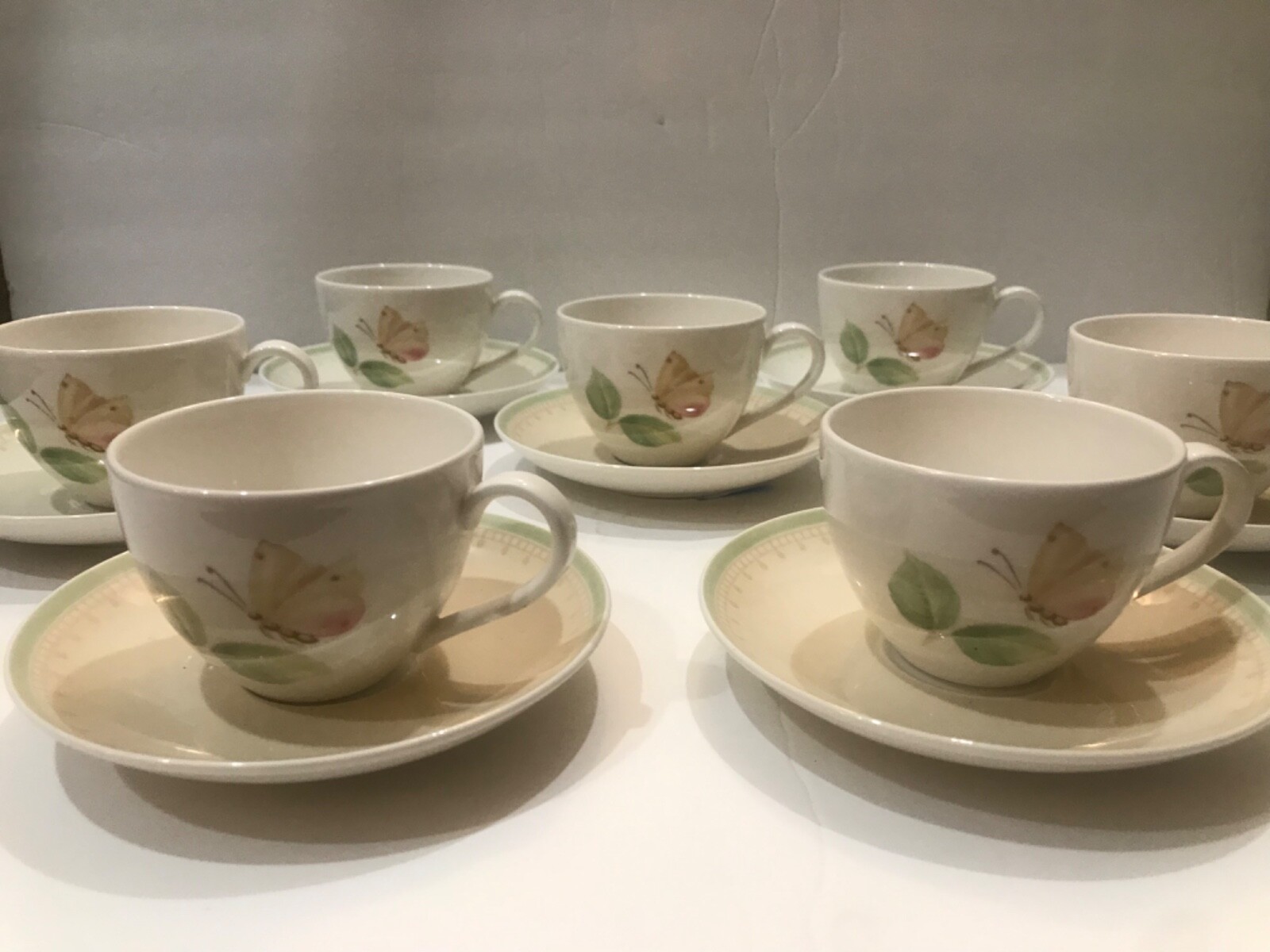 Villeroy Boch Florea Butterfly Set of 6 Tea Cups Made In Luxembourg