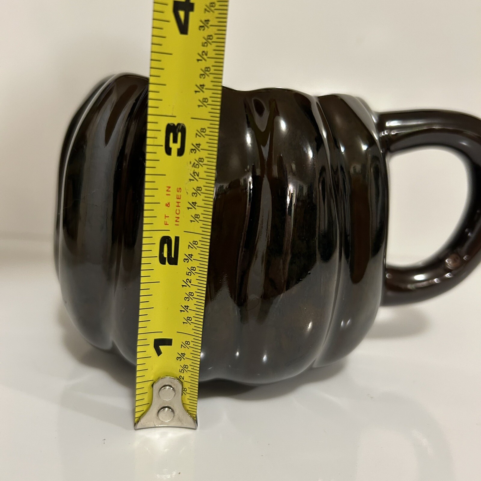READ! Anthropologie Pumpkin Metallic Halloween Fall Mug Coffee Cup Hot Chocolate
