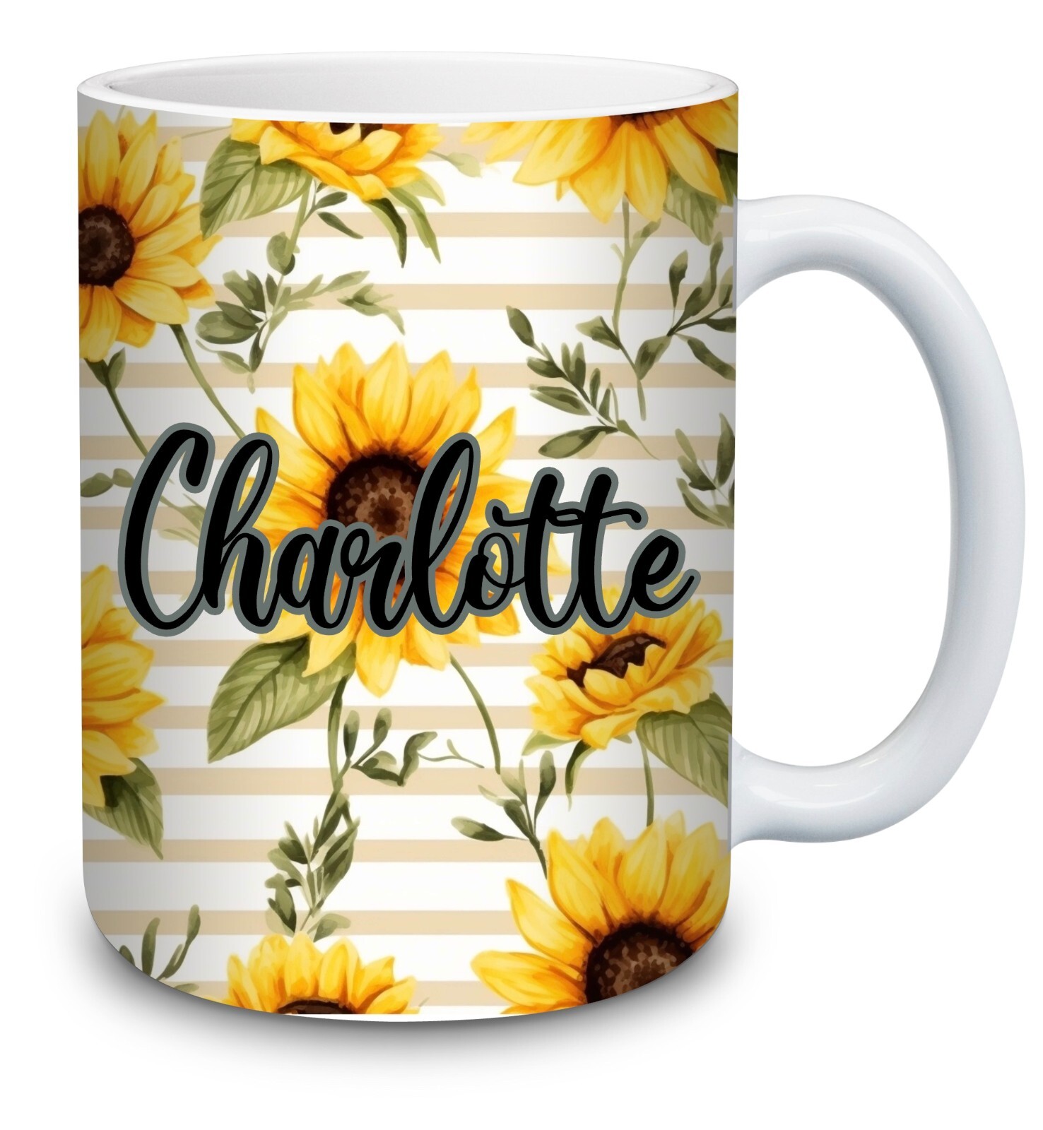 15oz Sunflower Floral Mug, , Gift4her, Monogram Mug, Sublimation Mug