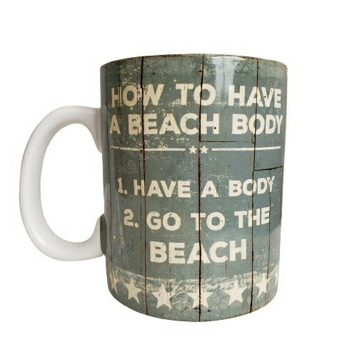 Pottery by Kathy Funny Coffee Cup Tea Mug How to Have a Beach Body Green 4.25 in