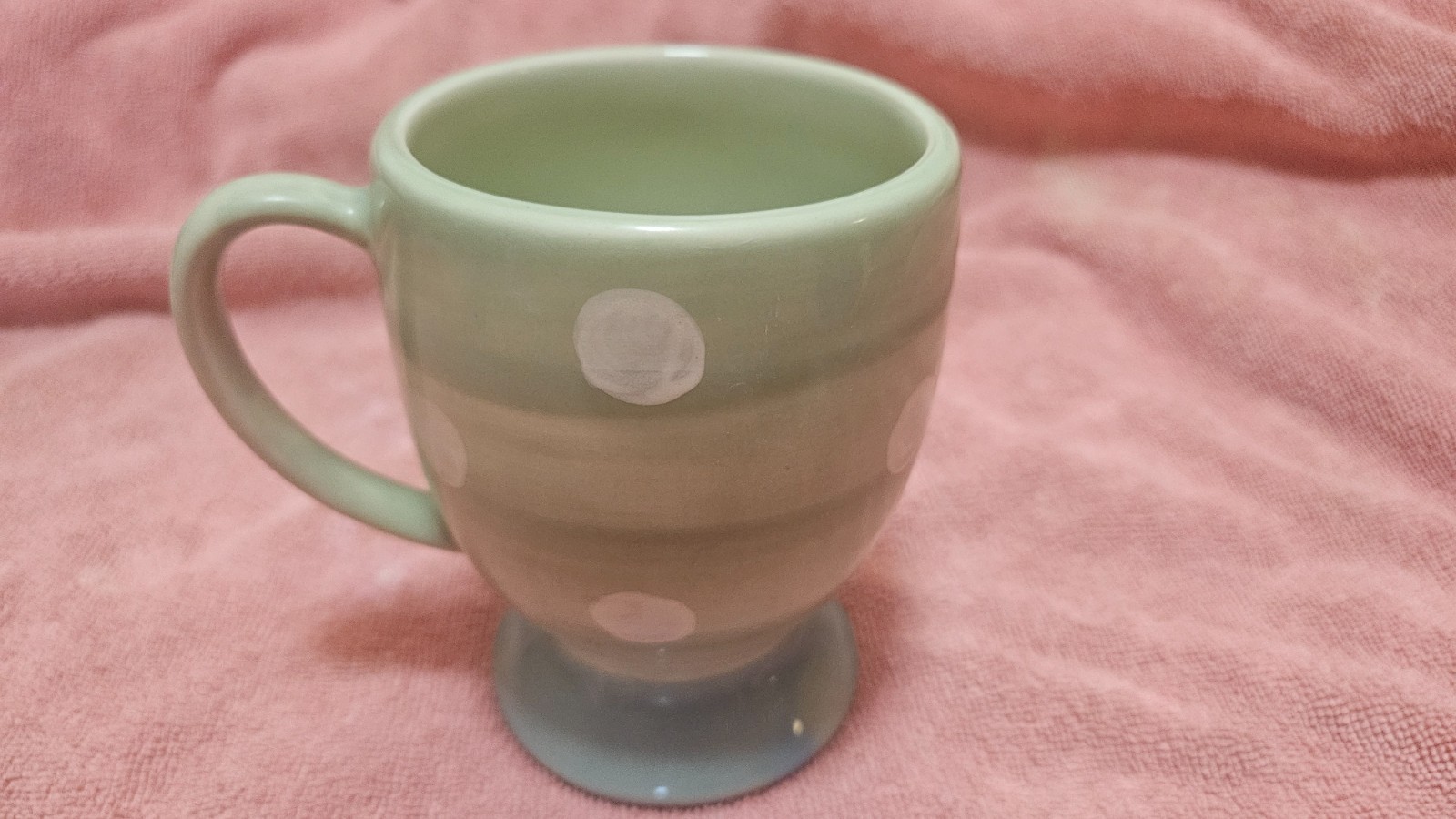 ‡ ☕ Gail Pittman Polka Dot Pale Green Ceramic Coffee Mug • 8 fl oz (1 cup)