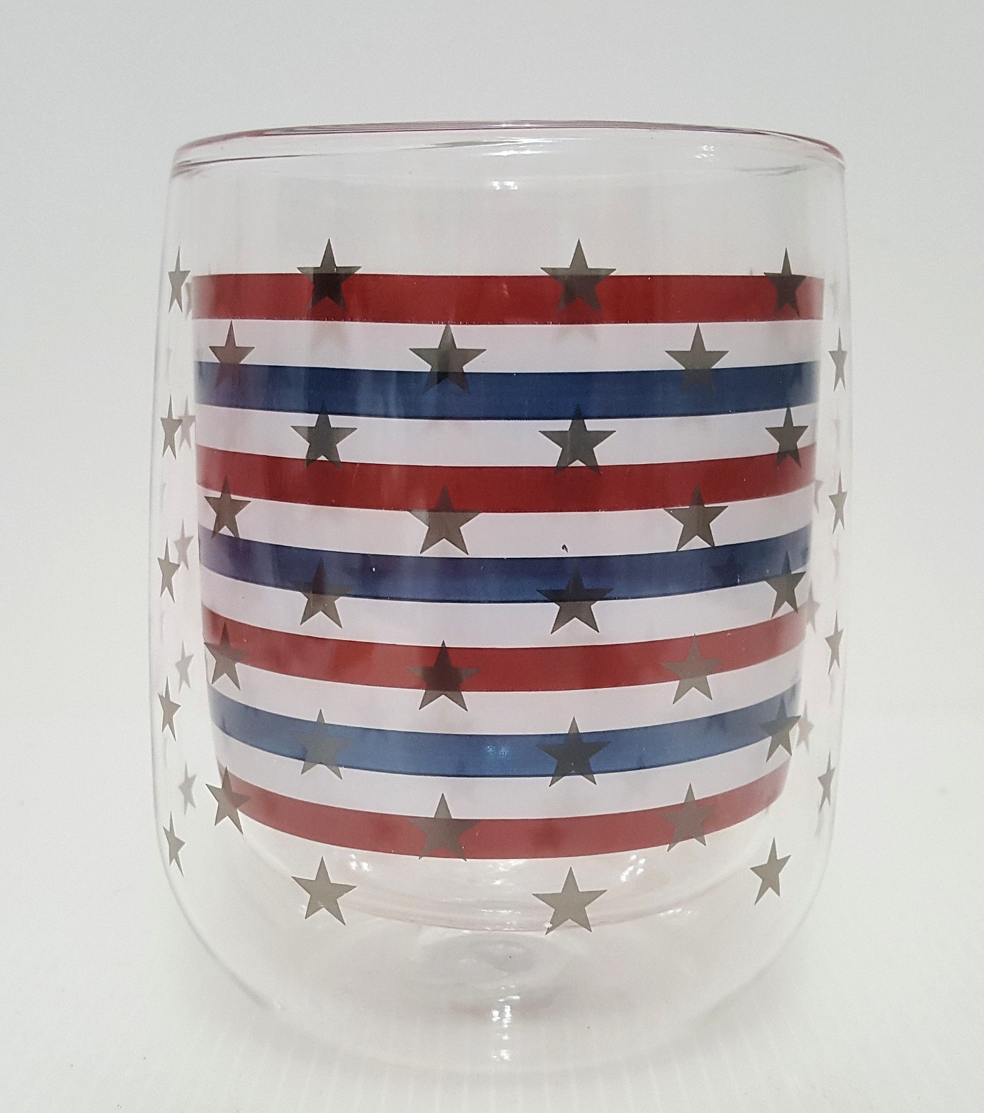 Williams Sonoma Americana Double Wall Mug 16 OZ NEW July 4th Stars & Stripes