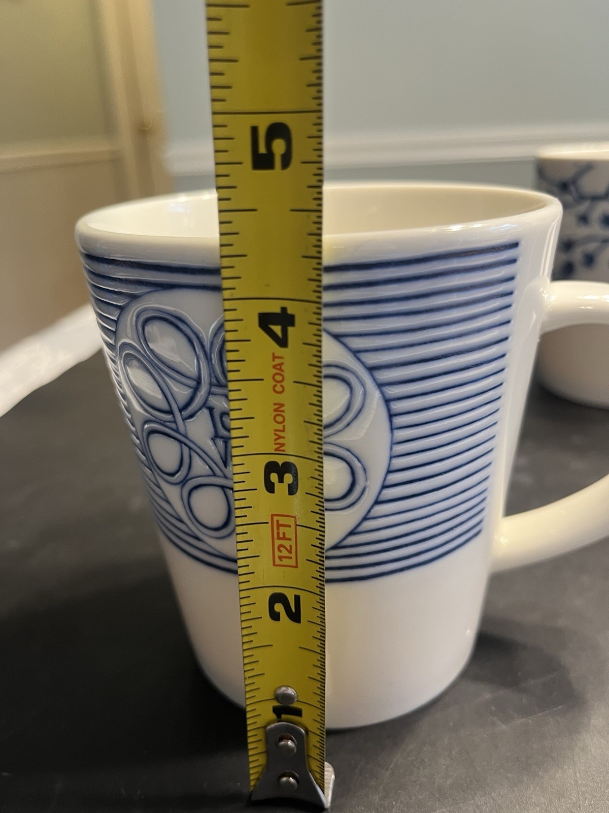 Ellen DeGeneres Royal Doulton Love Heart Pattern White Blue Coffee Mugs HTF