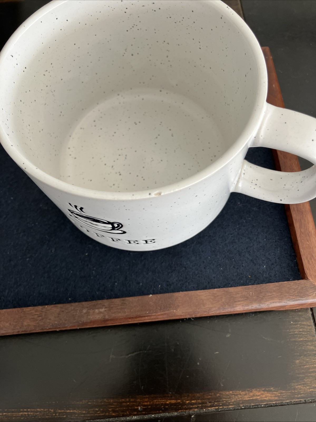 Market Finds Black & White Speckled Ceramic Coffee Mug Cute Tea Cup Design
