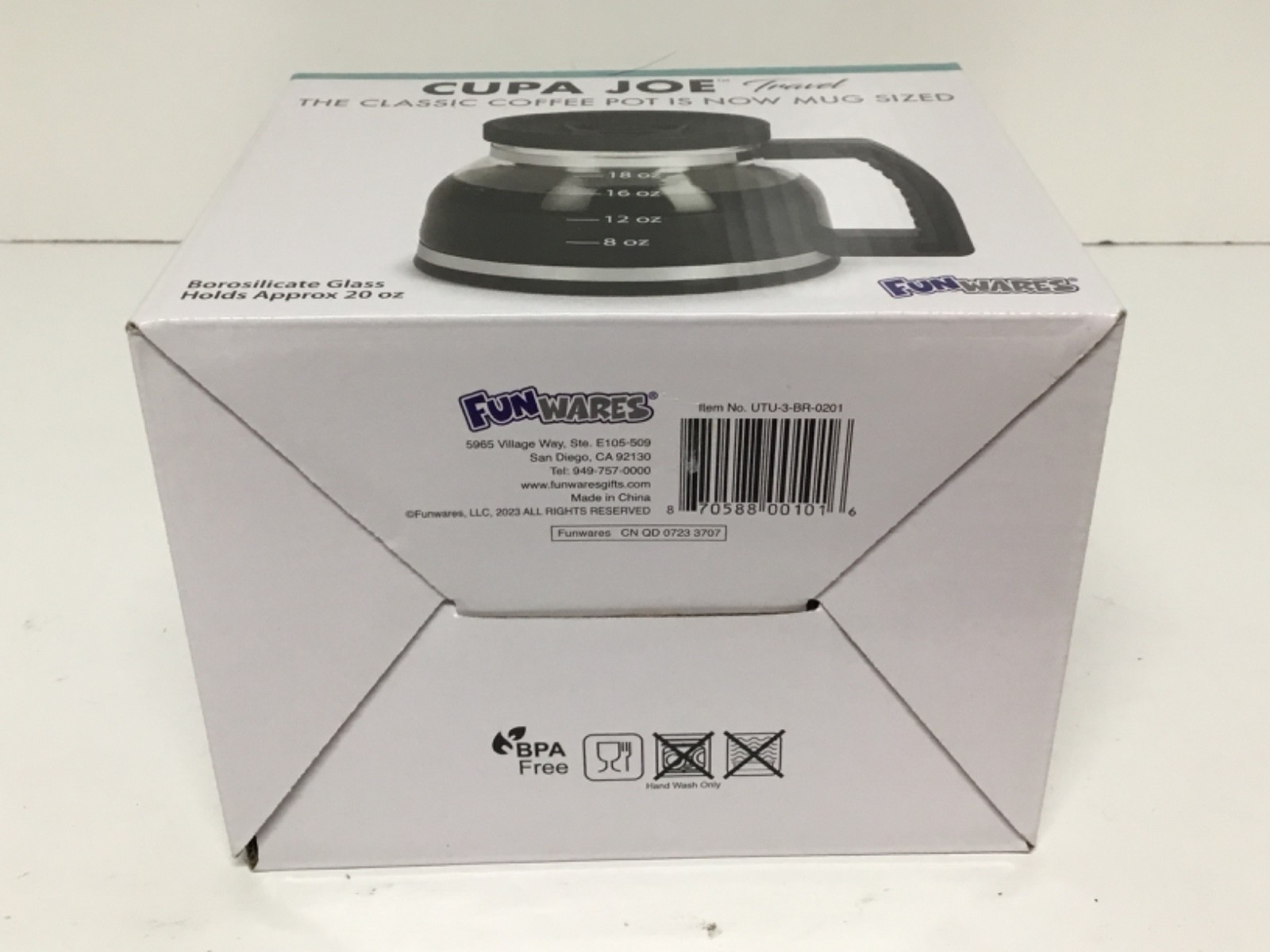 Cupa Joe Coffee Pot Mug 20oz Borosilicate Glass Novelty Gag Gift. NIB