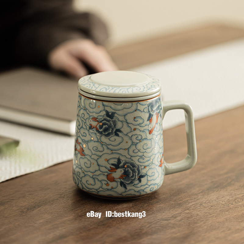 Xiangyunrui Rabbit Mug Ceramic Tea Separation Filter Cup Tea Cup with Lid