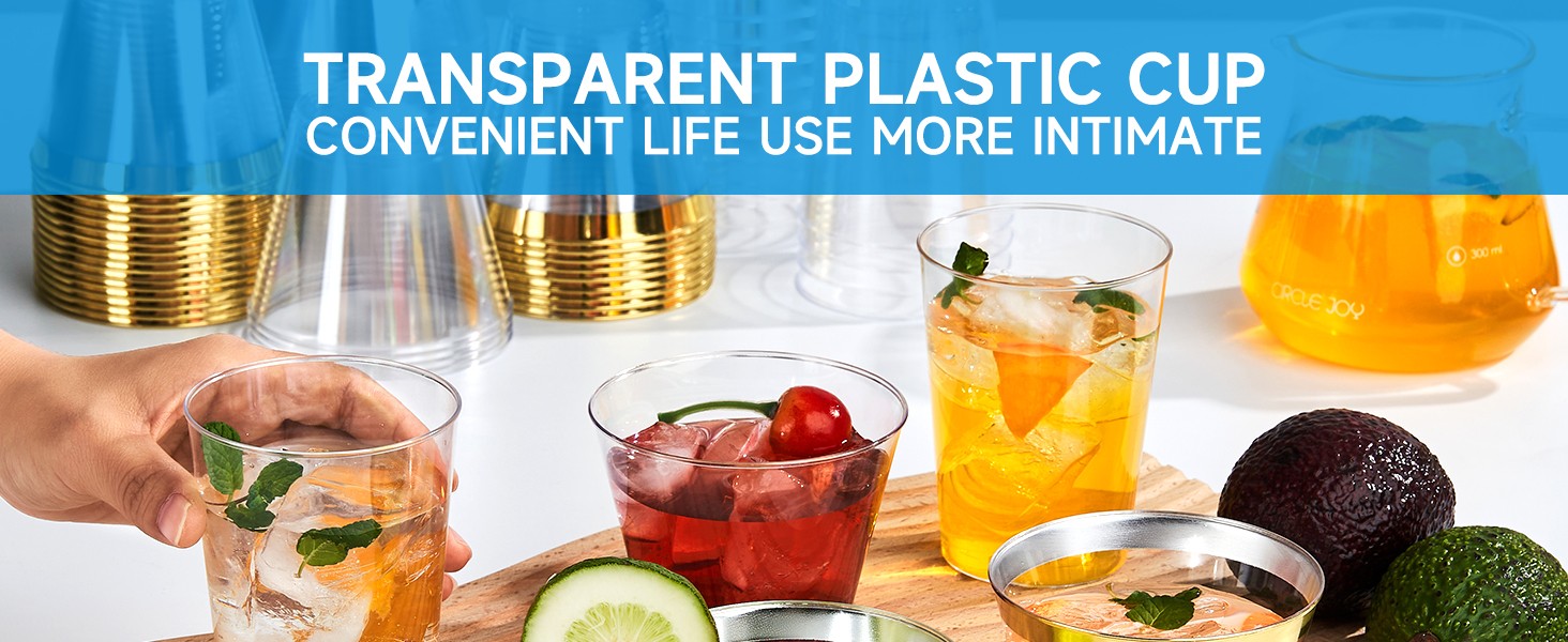 Clear Plastic Cups 100 packs, Disposable Plastic Party Cups Tumblers, Cocktail