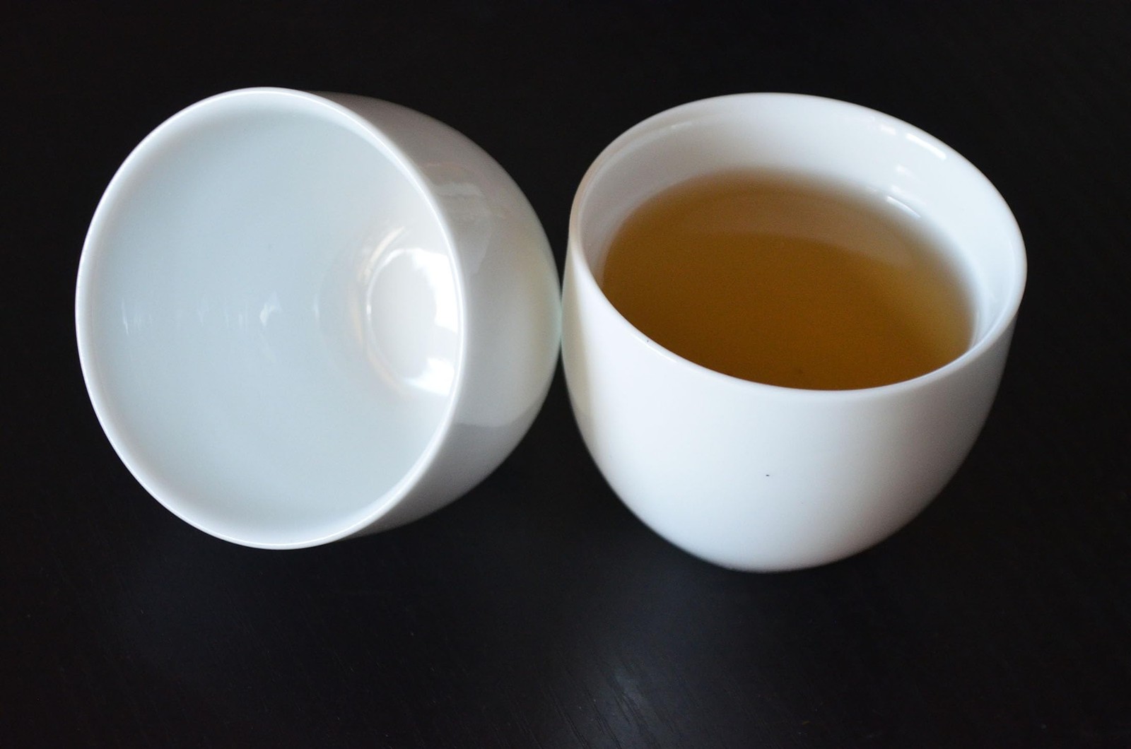 4 PCS White 3oz Small Porcelain Teacup Set Mutton Fat Jade Glazed Chinese