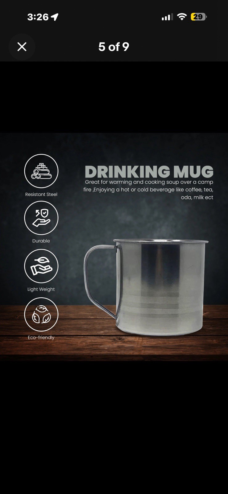 2 Piece Stainless Steel Coffee Soup Mug Tumbler Camping Cup 16oz