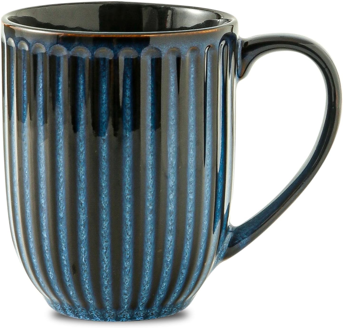 20 Oz Large Ceramic Coffee Mug, Ribbed Textured Tea Cup with Big Easy Grip