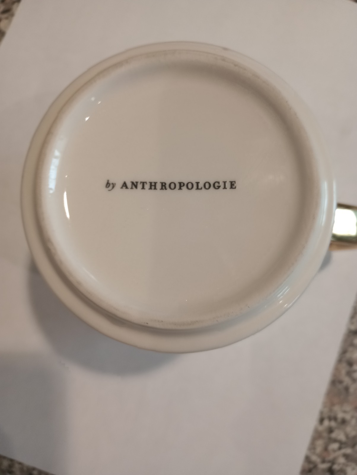 By Anthropologie Bistro Mosaic Tile Bee Stoneware Garden Gold Coffee Mug Cup