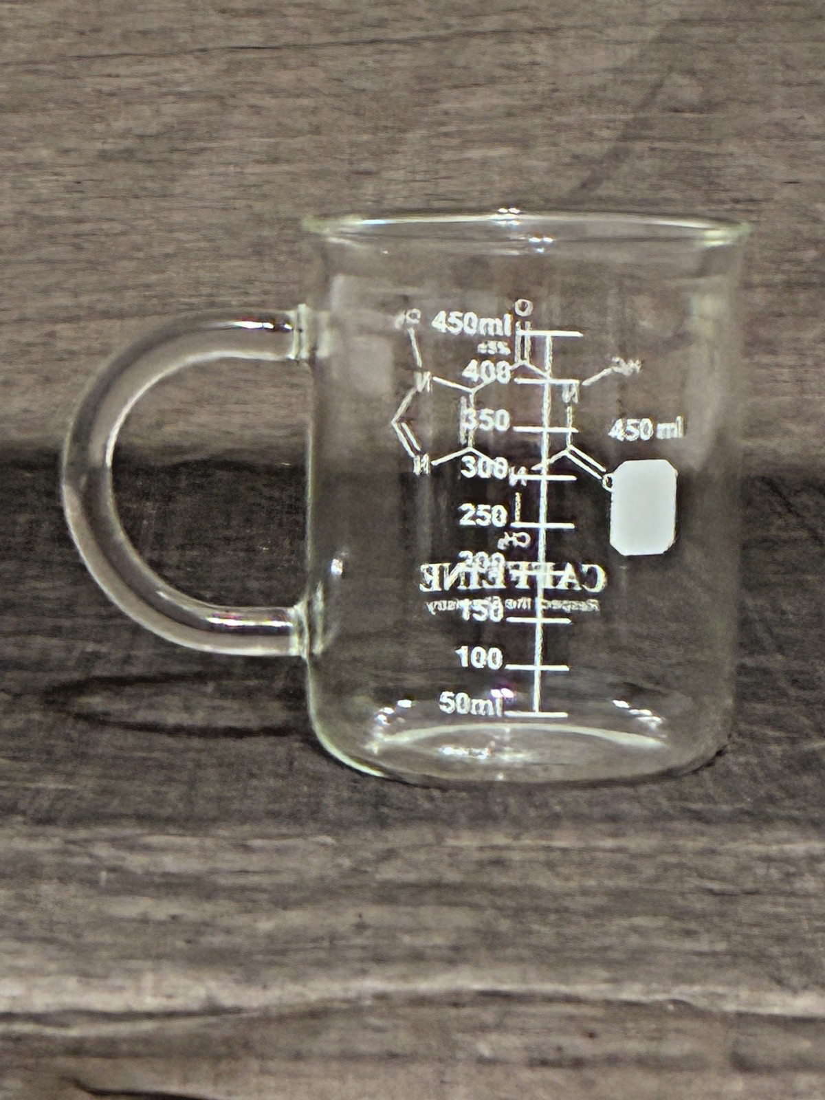 Caffeine 450ml Borosilicate Glass Beaker Coffee Mug ~ “Respect the Chemistry”