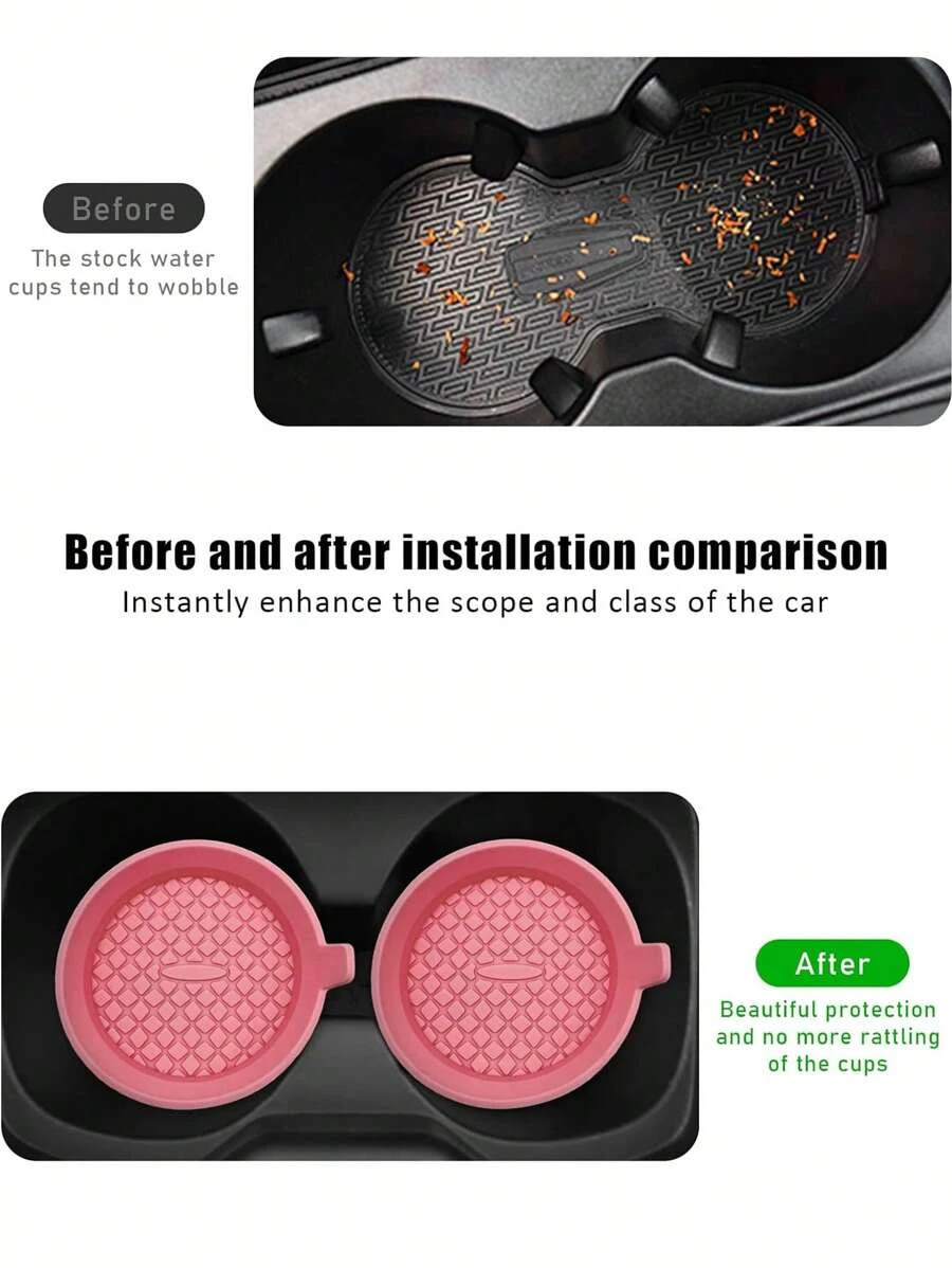 Car Cup Holder Coaster Rhinestone Non Slip Silicone Insert 8cm