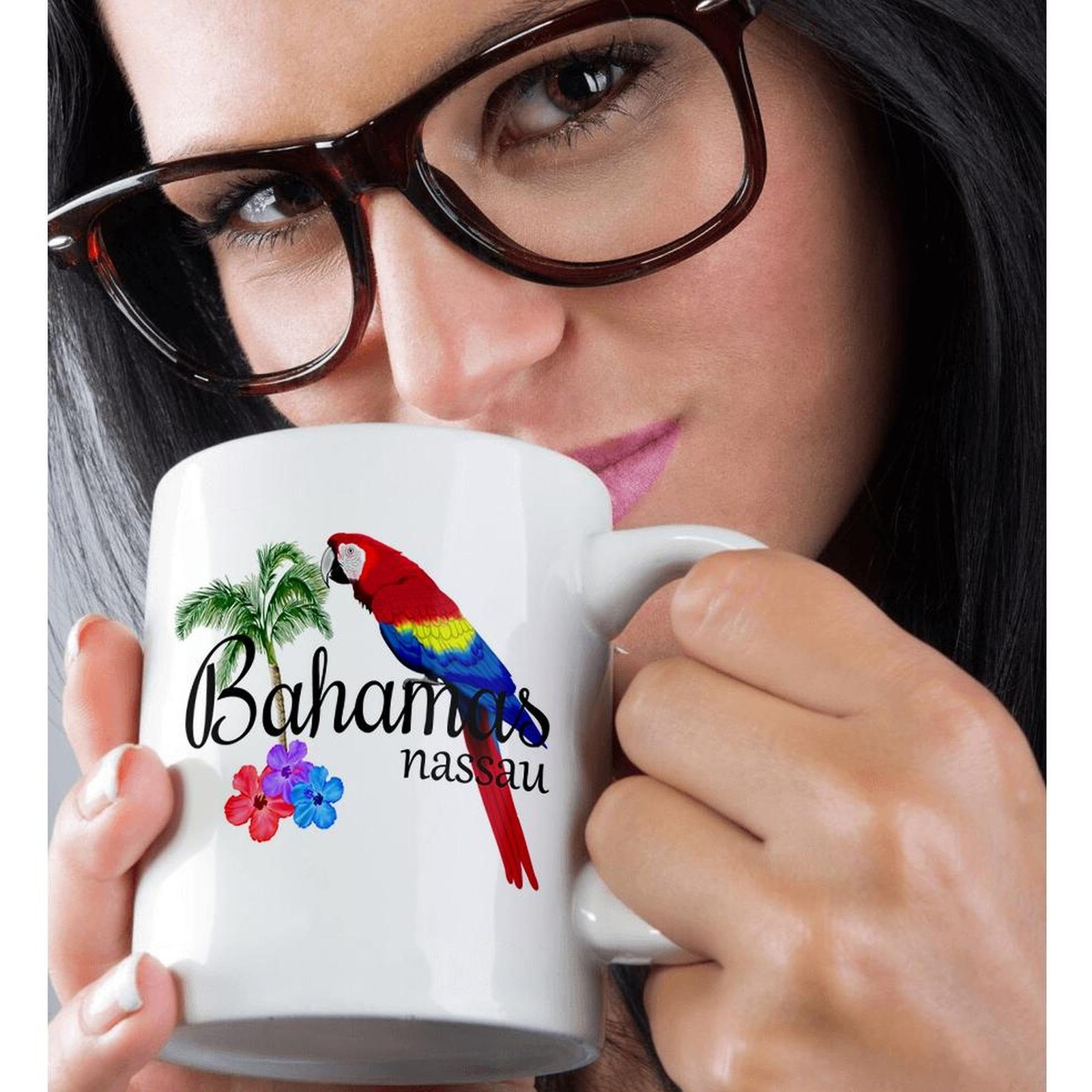 3dRose Bahamas Nassau Caribbean Parrot & Flowers Magic Color Changing Mug 11oz