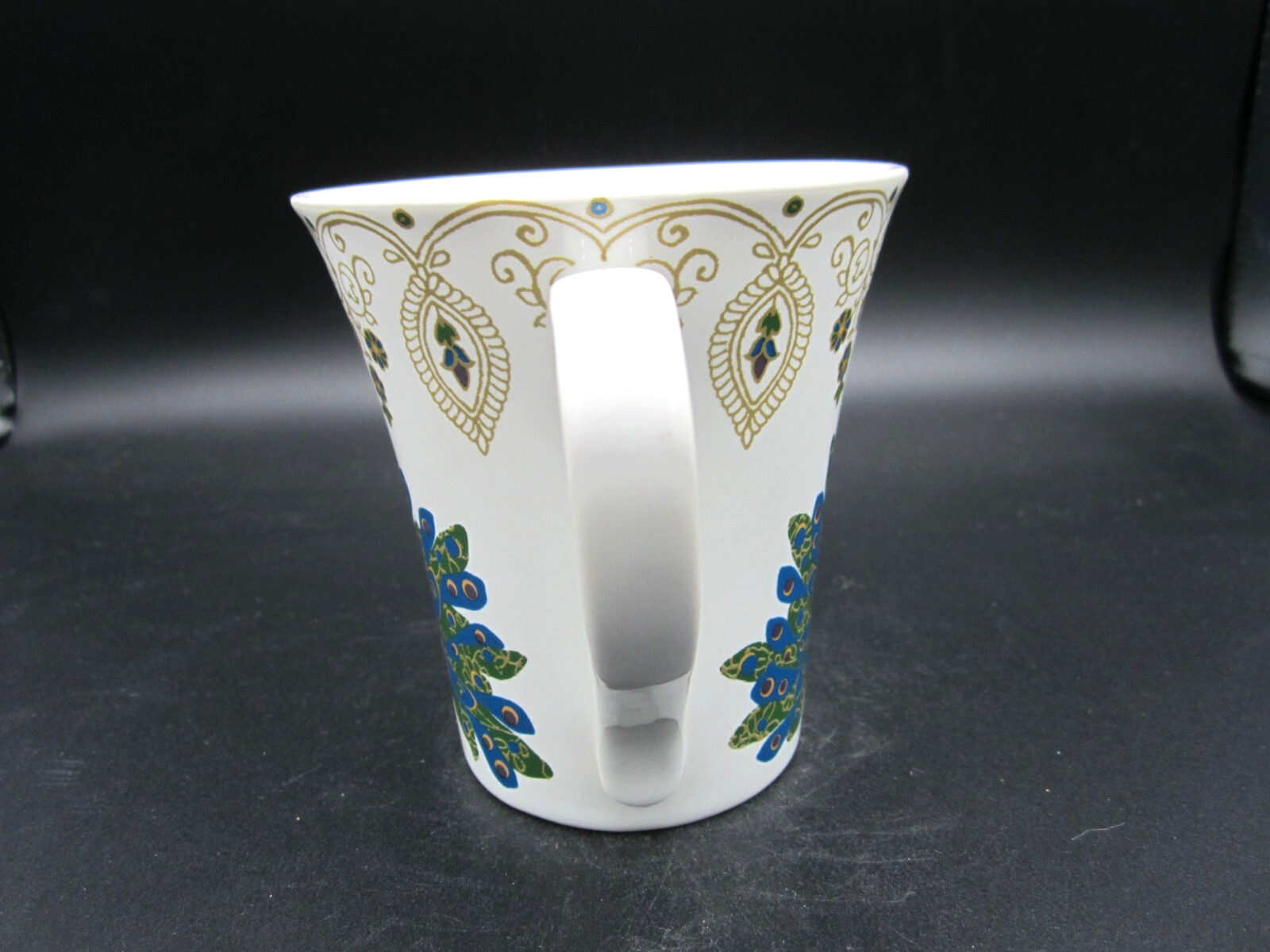 Coventry Jeweled Peacock White Multicolor Tea Coffee Cup 12 oz (512)