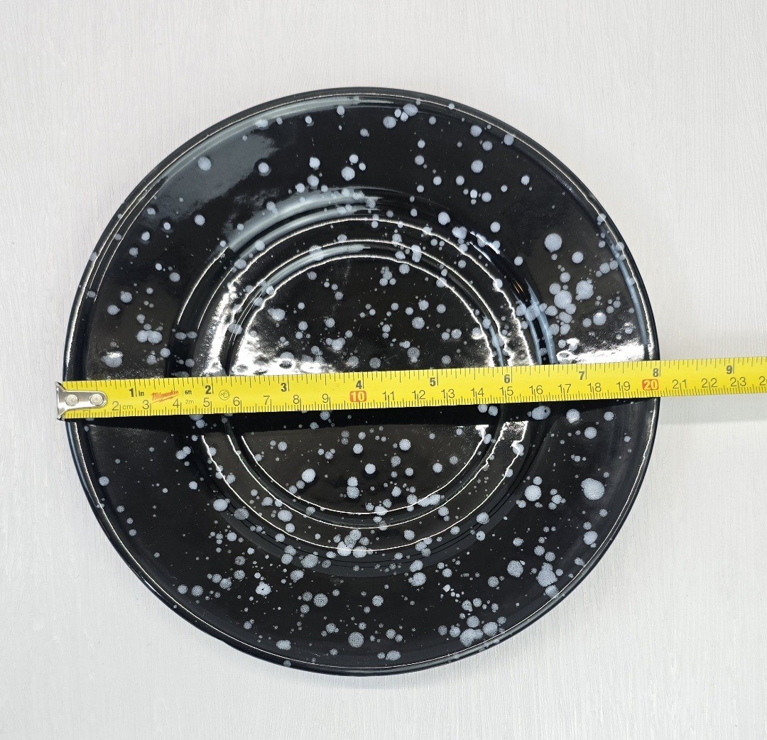 Black & White Speckled Stoneware Soup Bowl / Oversized Coffee Mug and Saucer