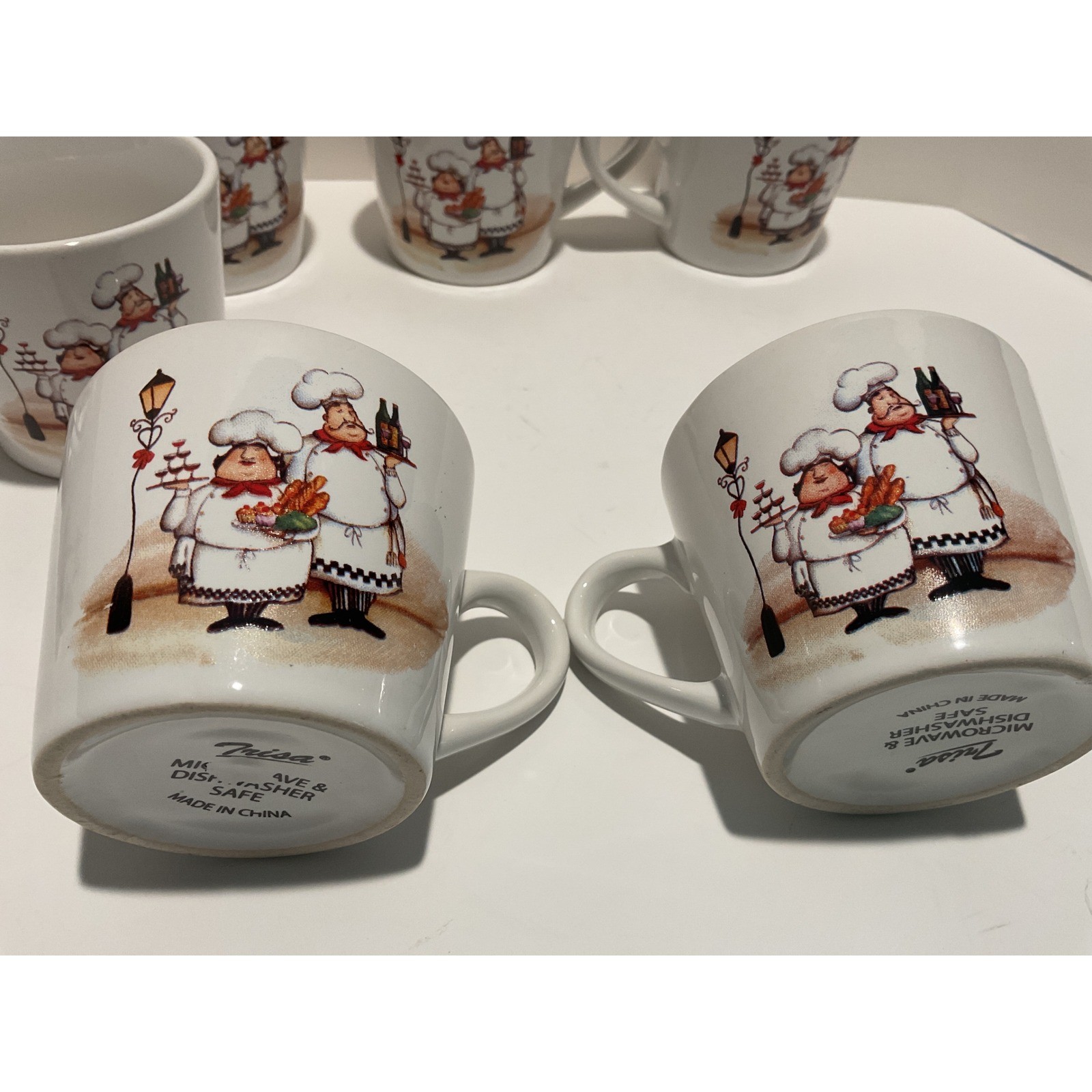 Trista Set of 8 Chef Character Ceramic Coffee Mugs Microwave Dishwasher Safe