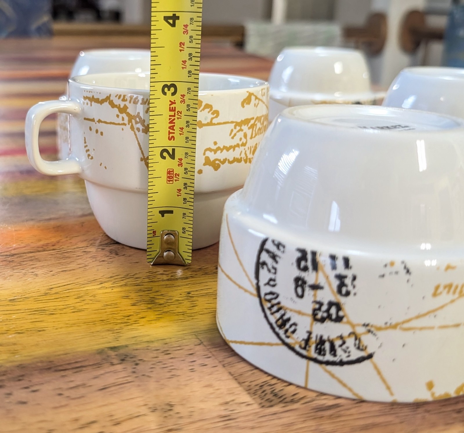 ⭐Royal Paris Eiffel Tower Stackable w/Metal Rack Art Nouveau Coffee Cups Mugs