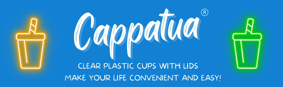 Clear Plastic Cups with Lids and STRAWS, Disposable Drinking Cups for Cold