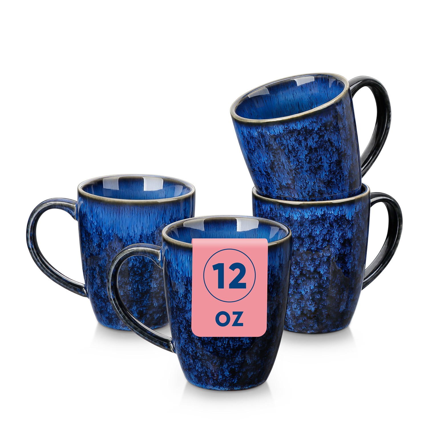 vancasso STARRY 480ml/360ml Stoneware Coffee Mug Set of 4 Coffee Cups Blue/Green