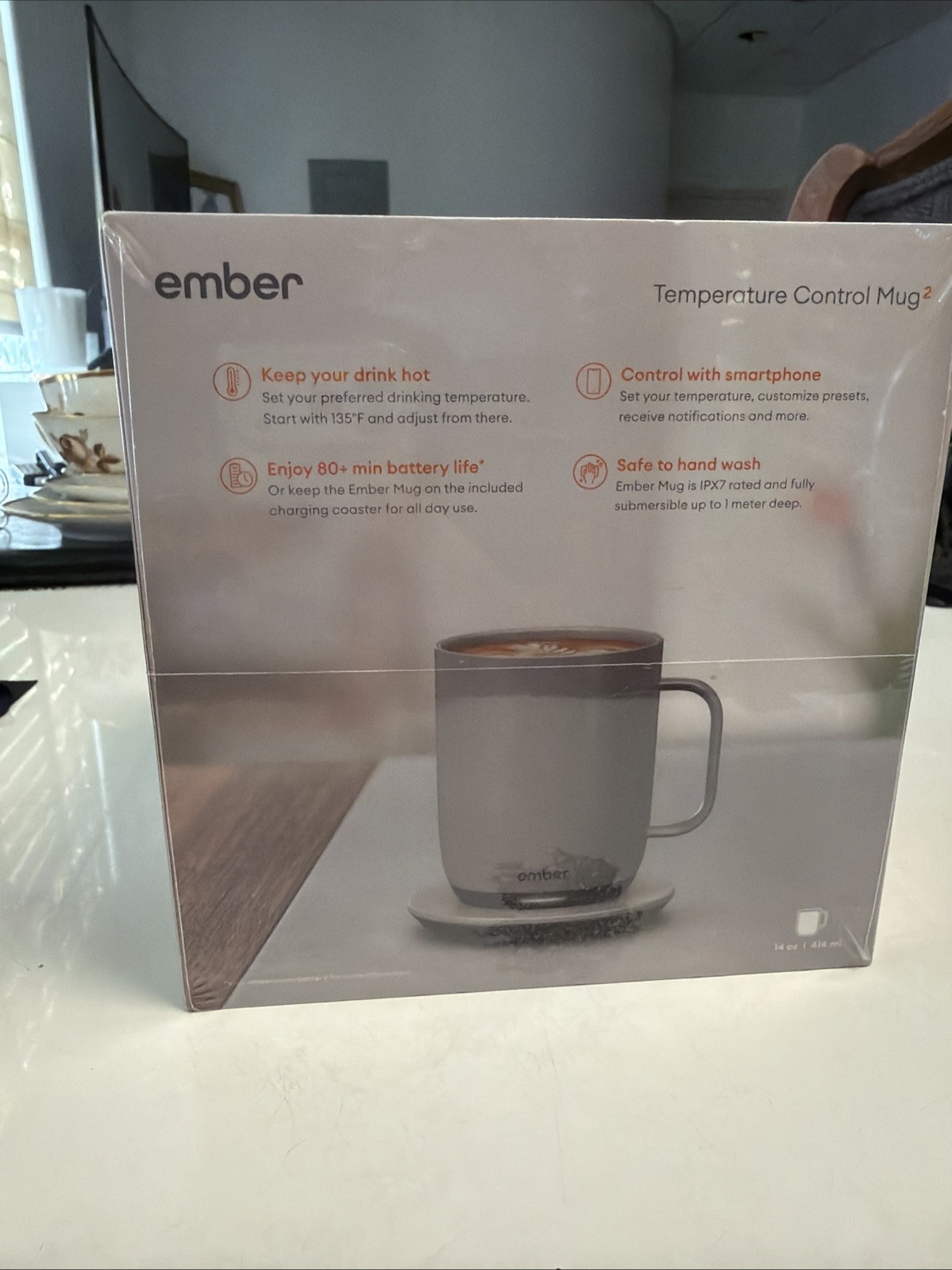 Ember Temperature Control Smart Mug 2 14oz Gray Heated Coffee Mug NEW Sealed