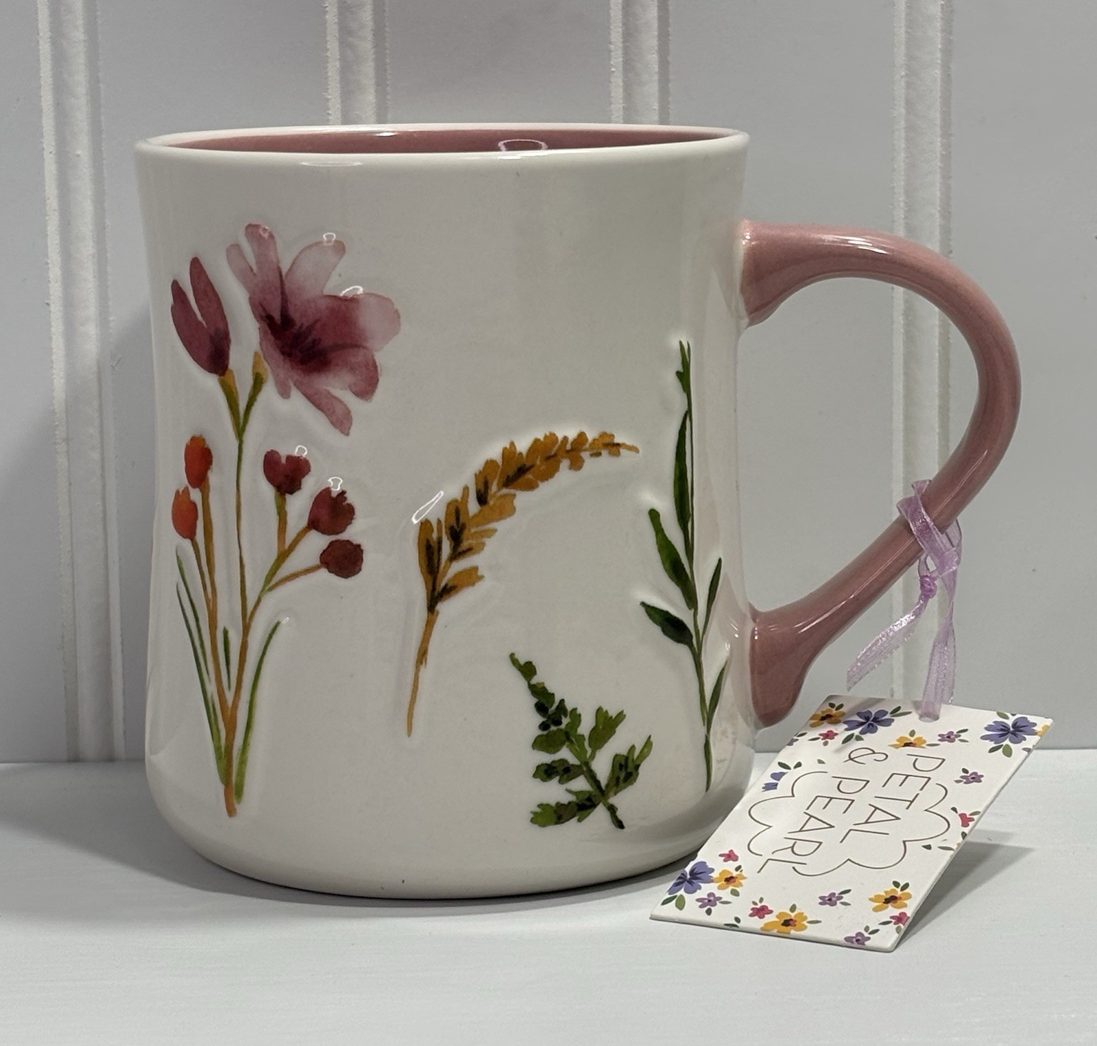 Petal & Pearl Spring Flowers Floral 22 Fl Oz Ceramic Coffee Tea Mug Gift